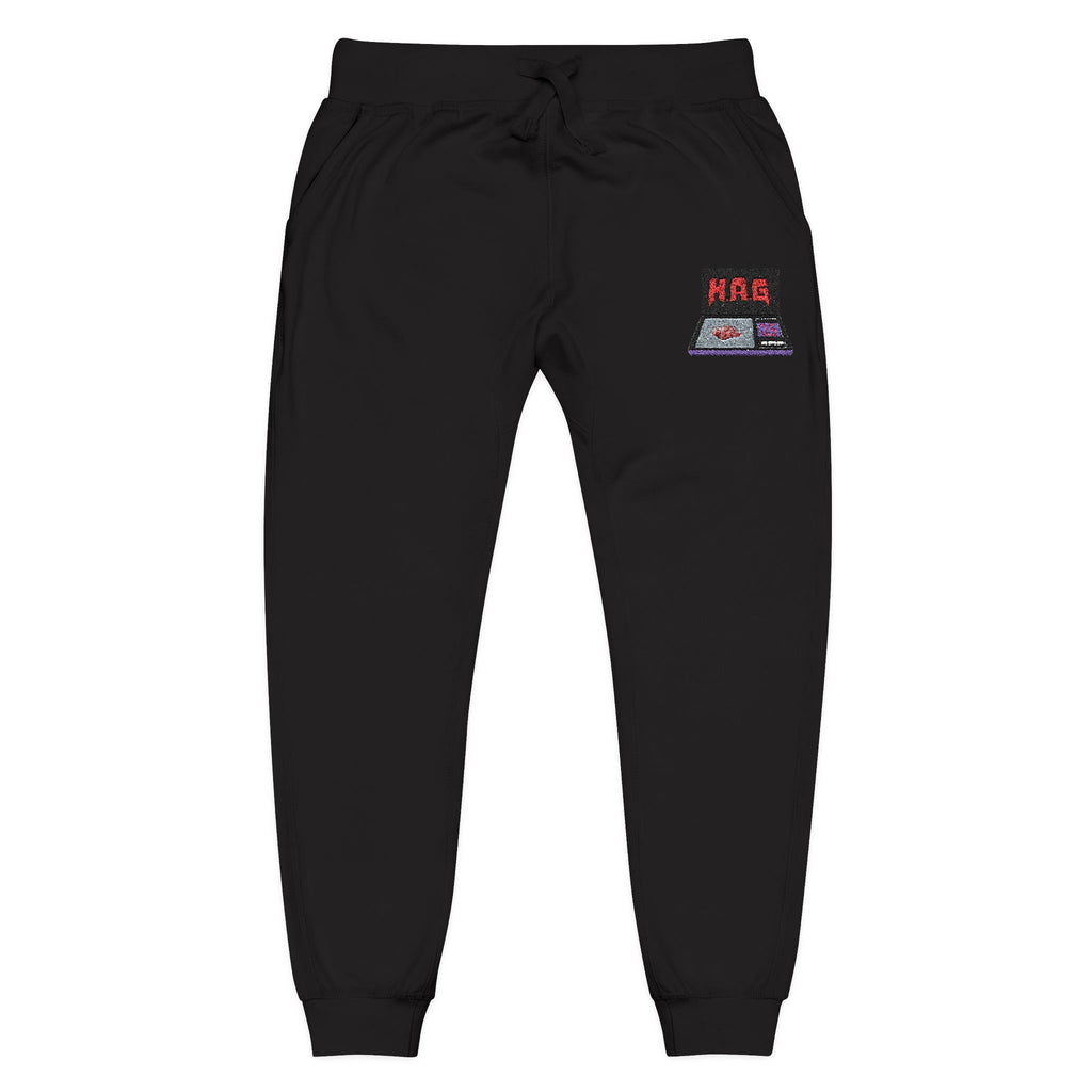 Embroidered  H.A.G. White Fleece Joggers