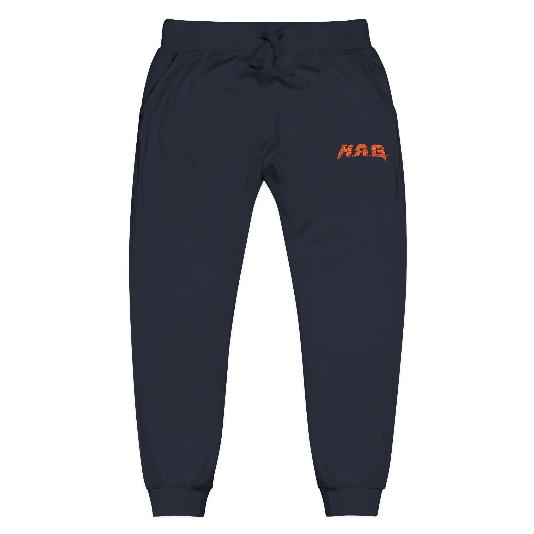 Embroidered  H.A.G. White Fleece Joggers