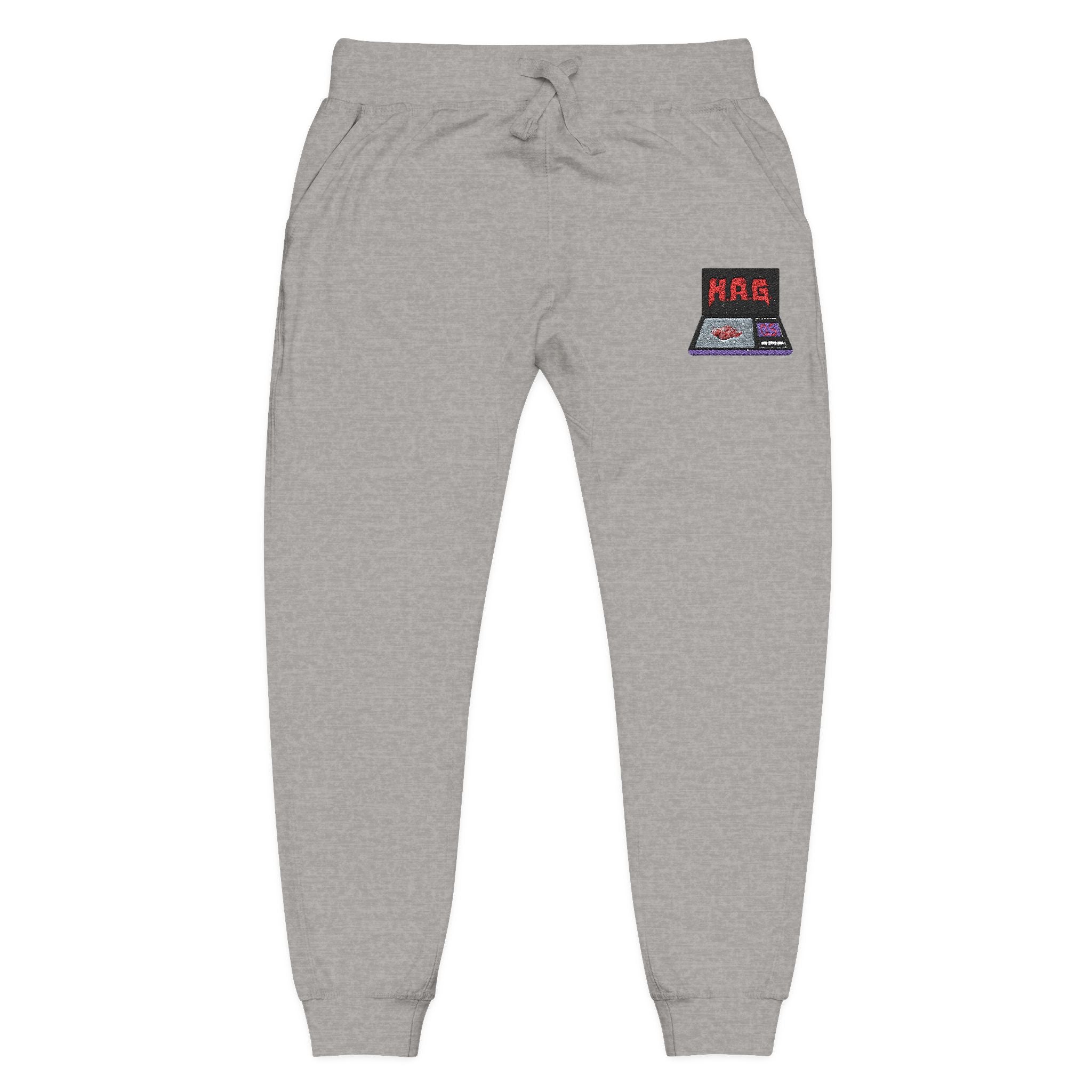Embroidered  H.A.G. White Fleece Joggers
