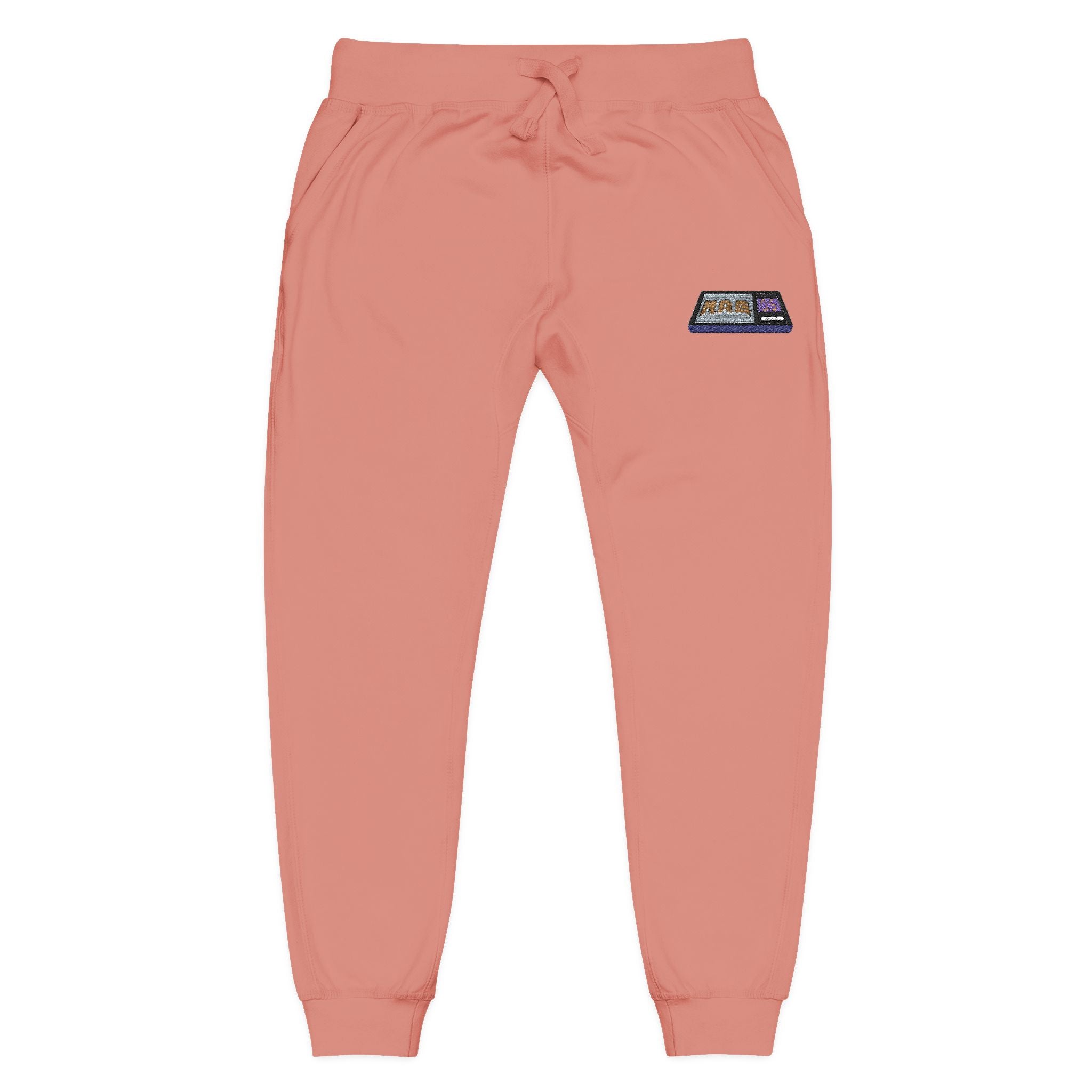 Embroidered  H.A.G. White Fleece Joggers
