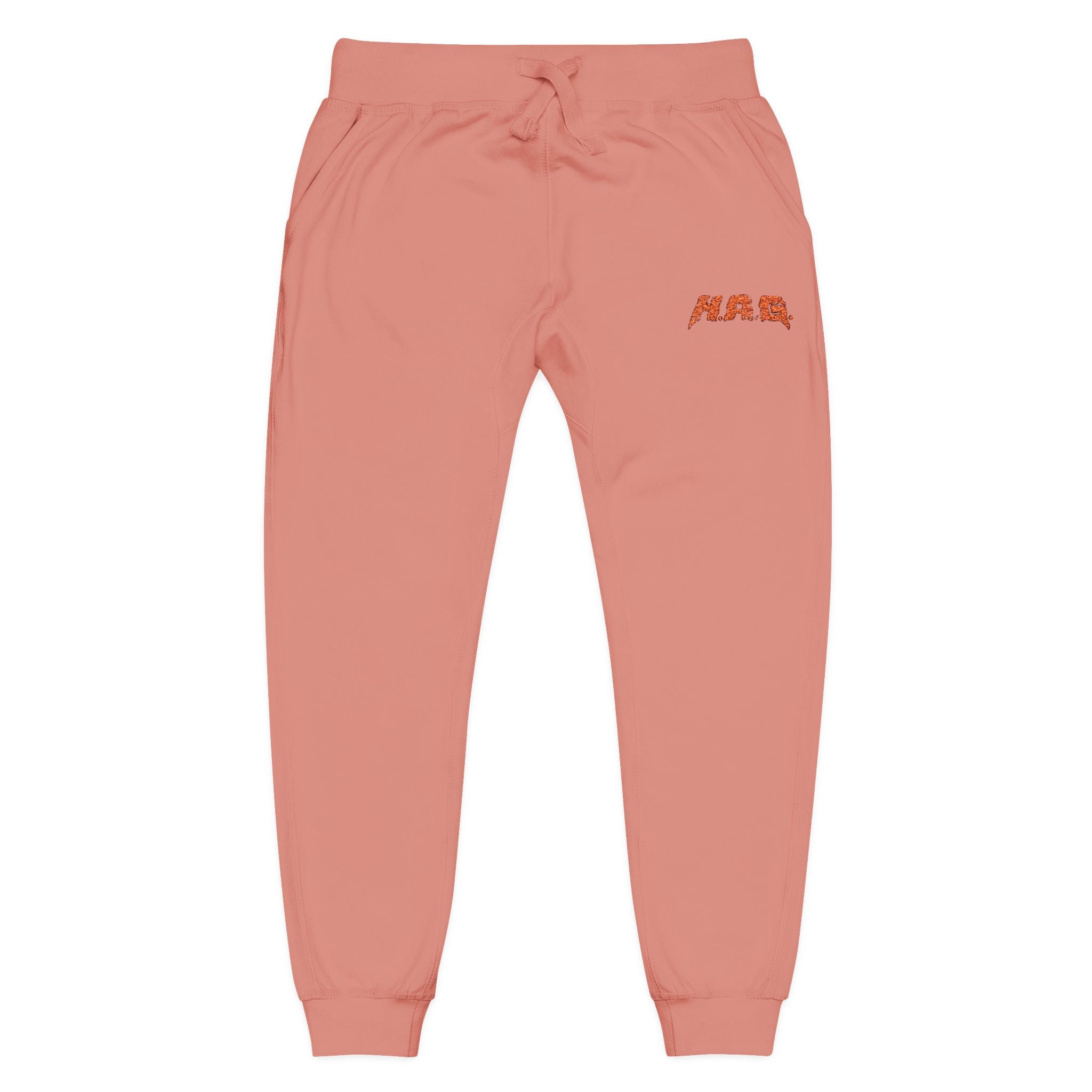 Embroidered  H.A.G. White Fleece Joggers
