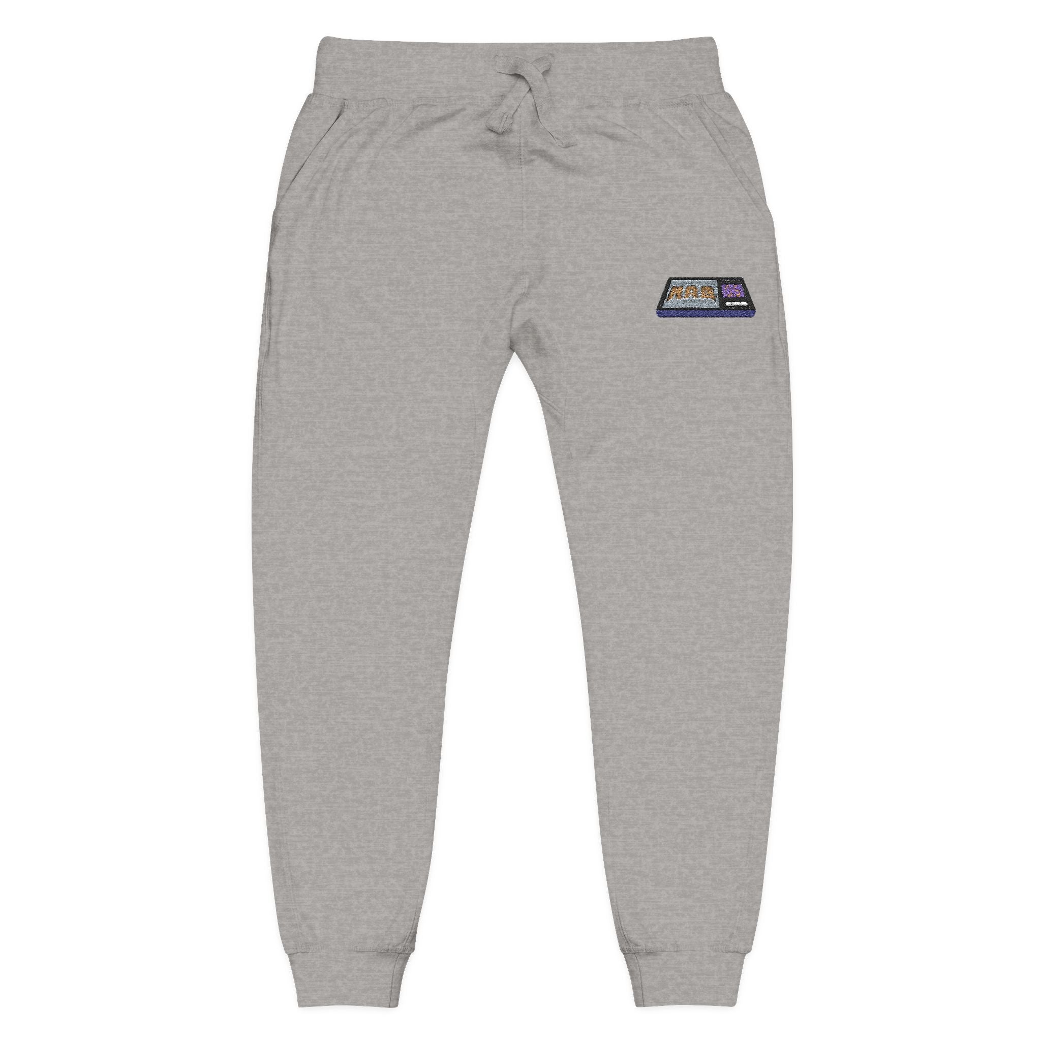 Embroidered  H.A.G. White Fleece Joggers