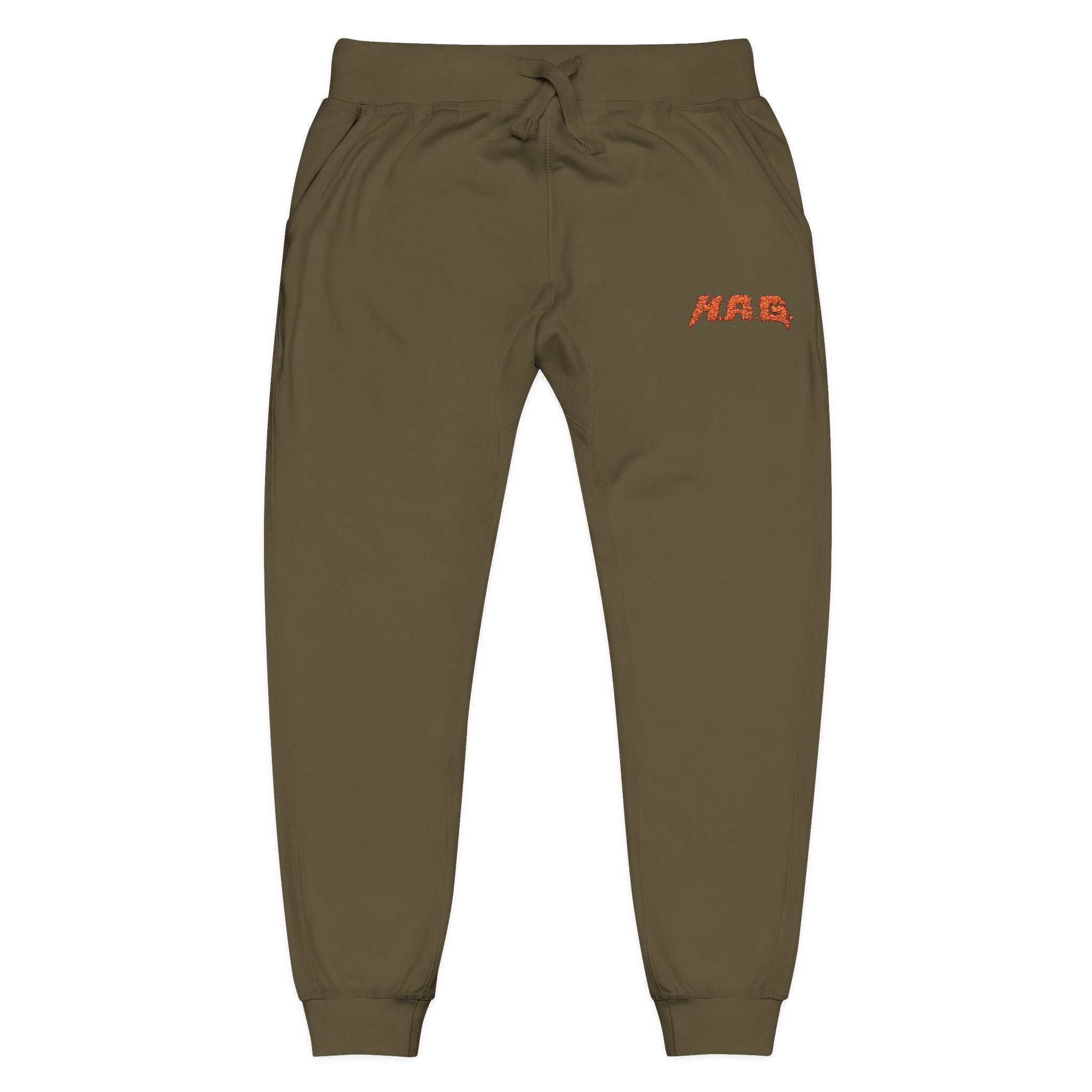 Embroidered  H.A.G. White Fleece Joggers