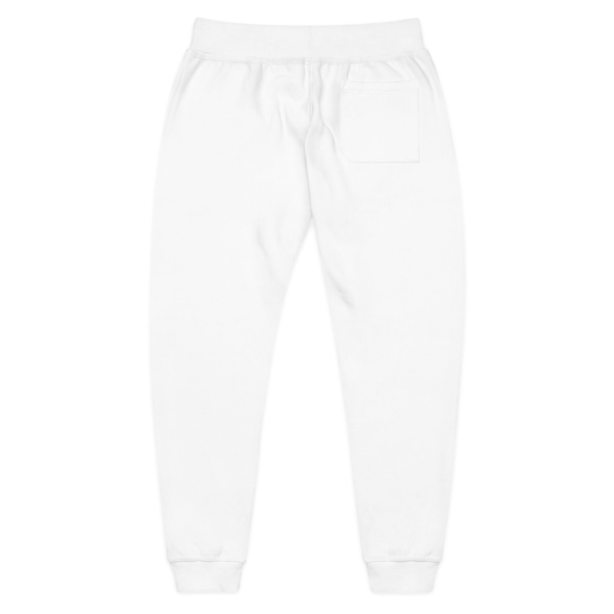 Embroidered  H.A.G. White Fleece Joggers