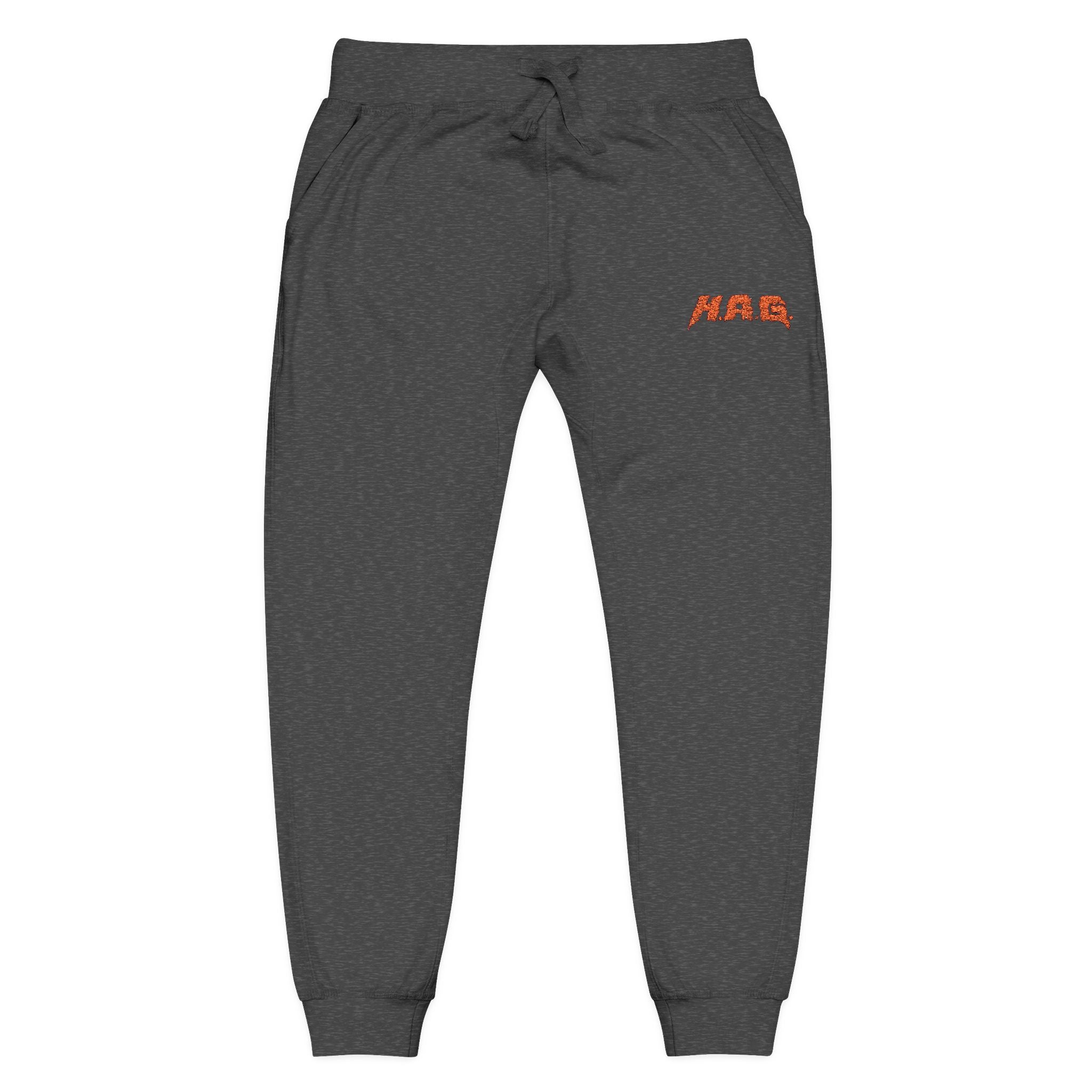 Embroidered  H.A.G. White Fleece Joggers