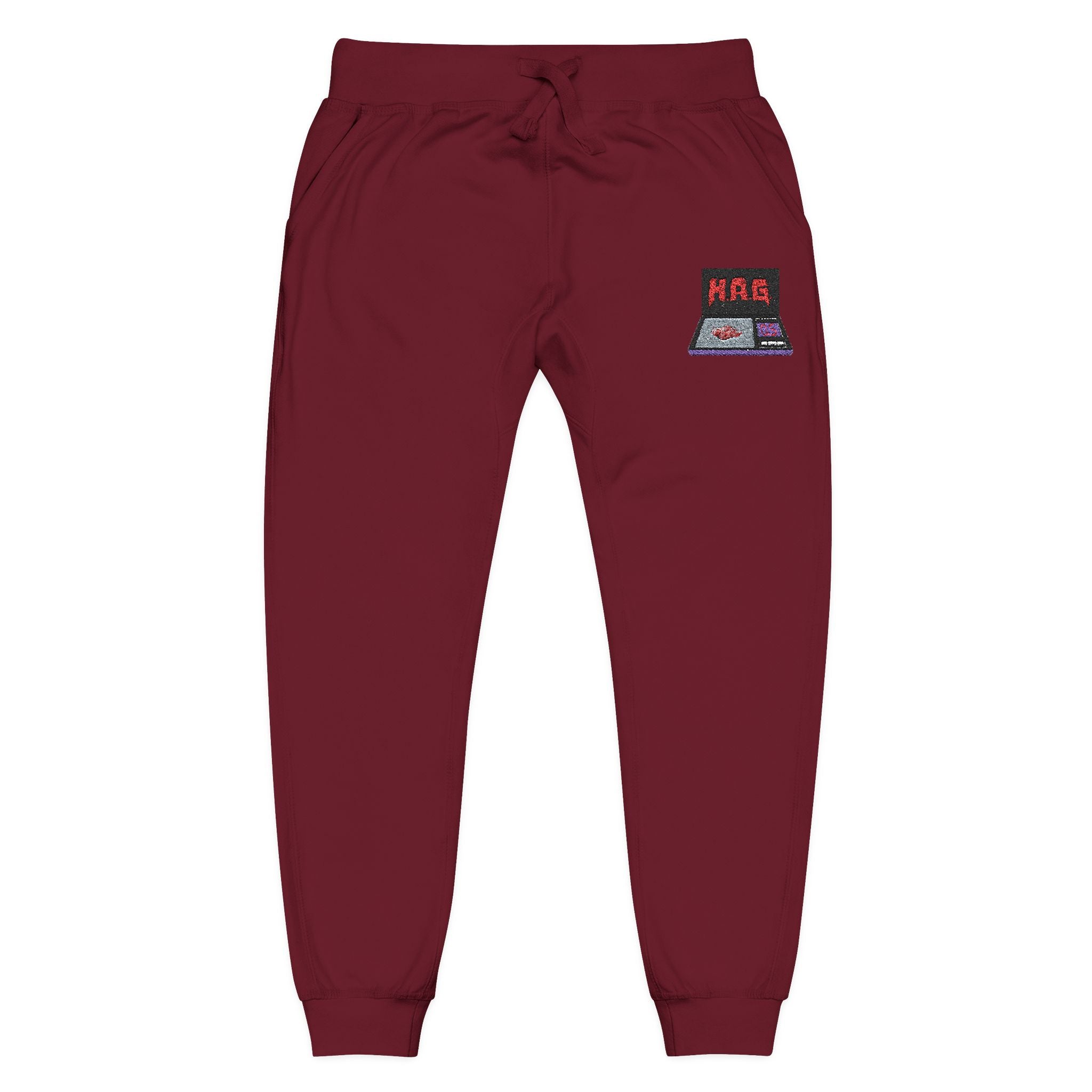 Embroidered  H.A.G. White Fleece Joggers