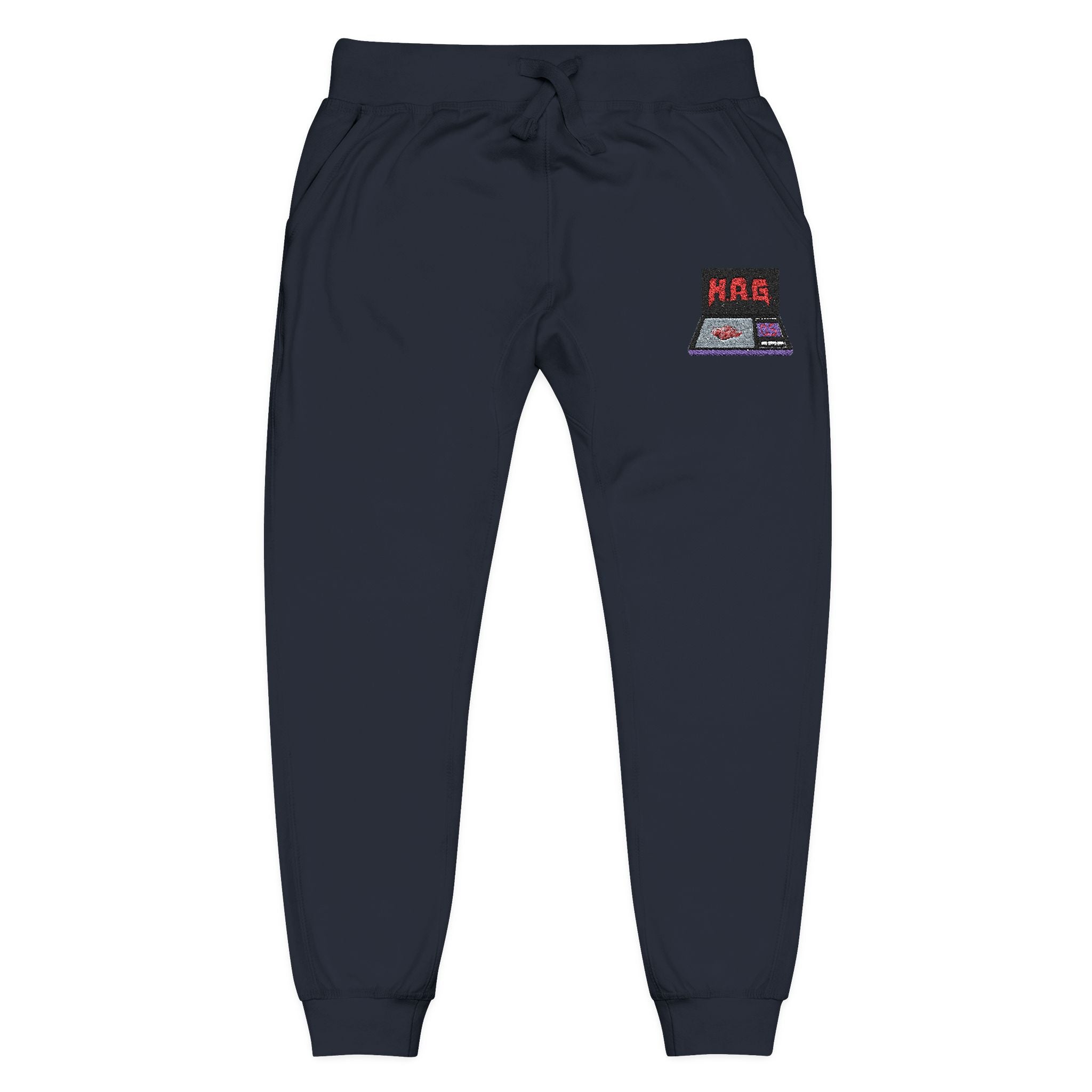 Embroidered  H.A.G. White Fleece Joggers