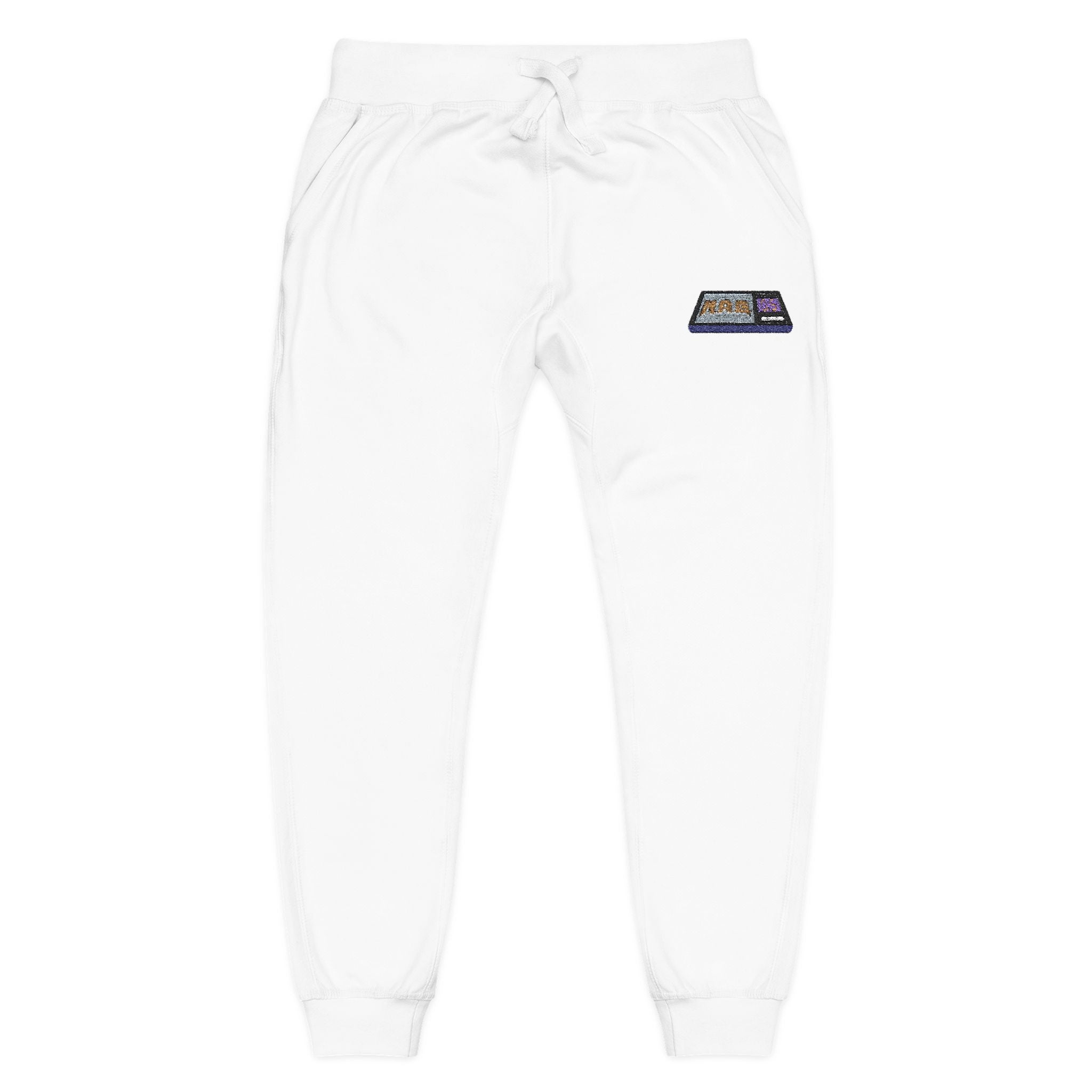 Embroidered  H.A.G. White Fleece Joggers