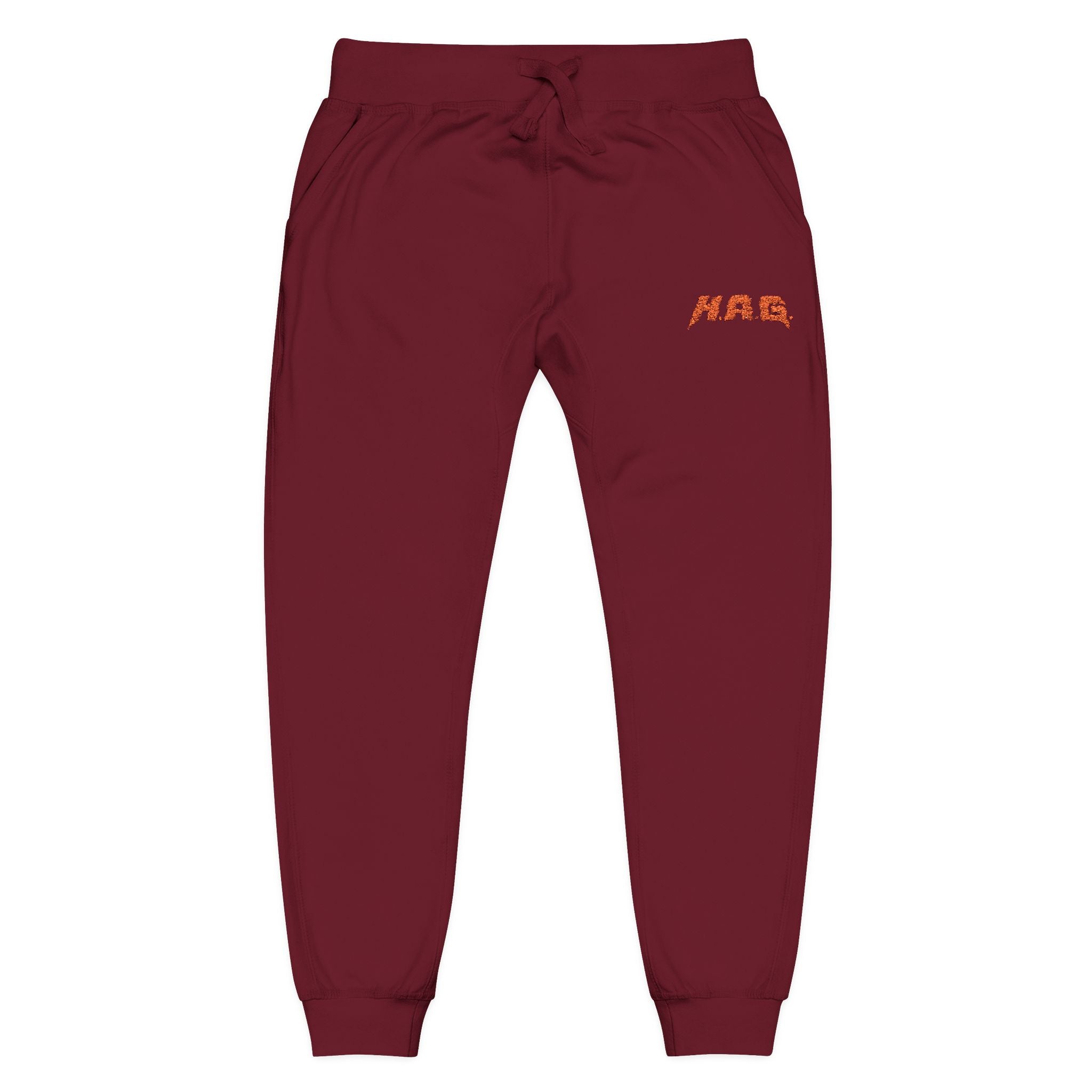 Embroidered  H.A.G. White Fleece Joggers