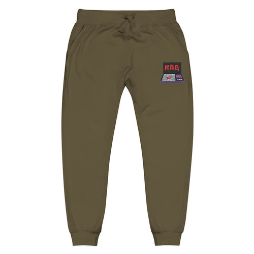 Embroidered  H.A.G. White Fleece Joggers