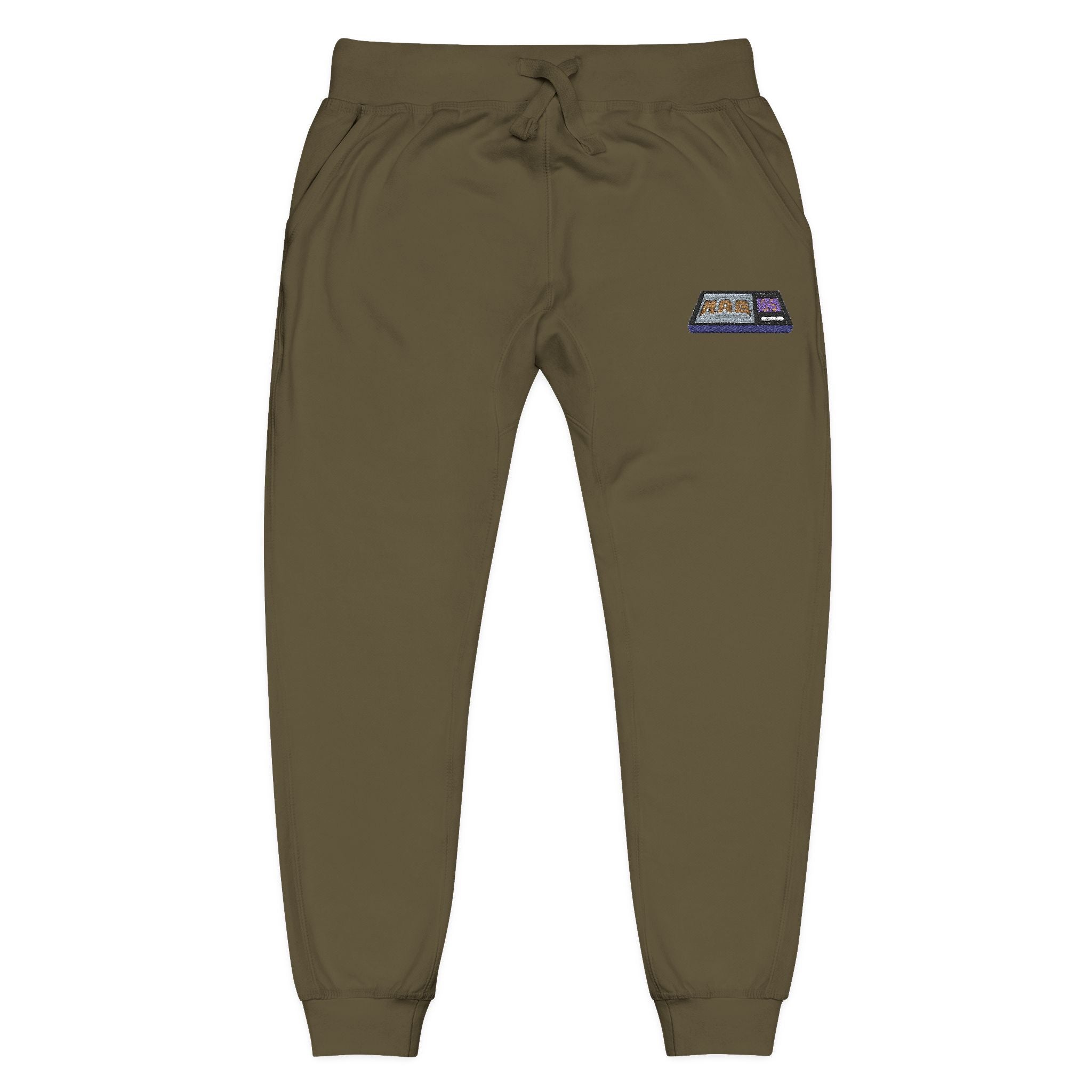 Embroidered  H.A.G. White Fleece Joggers