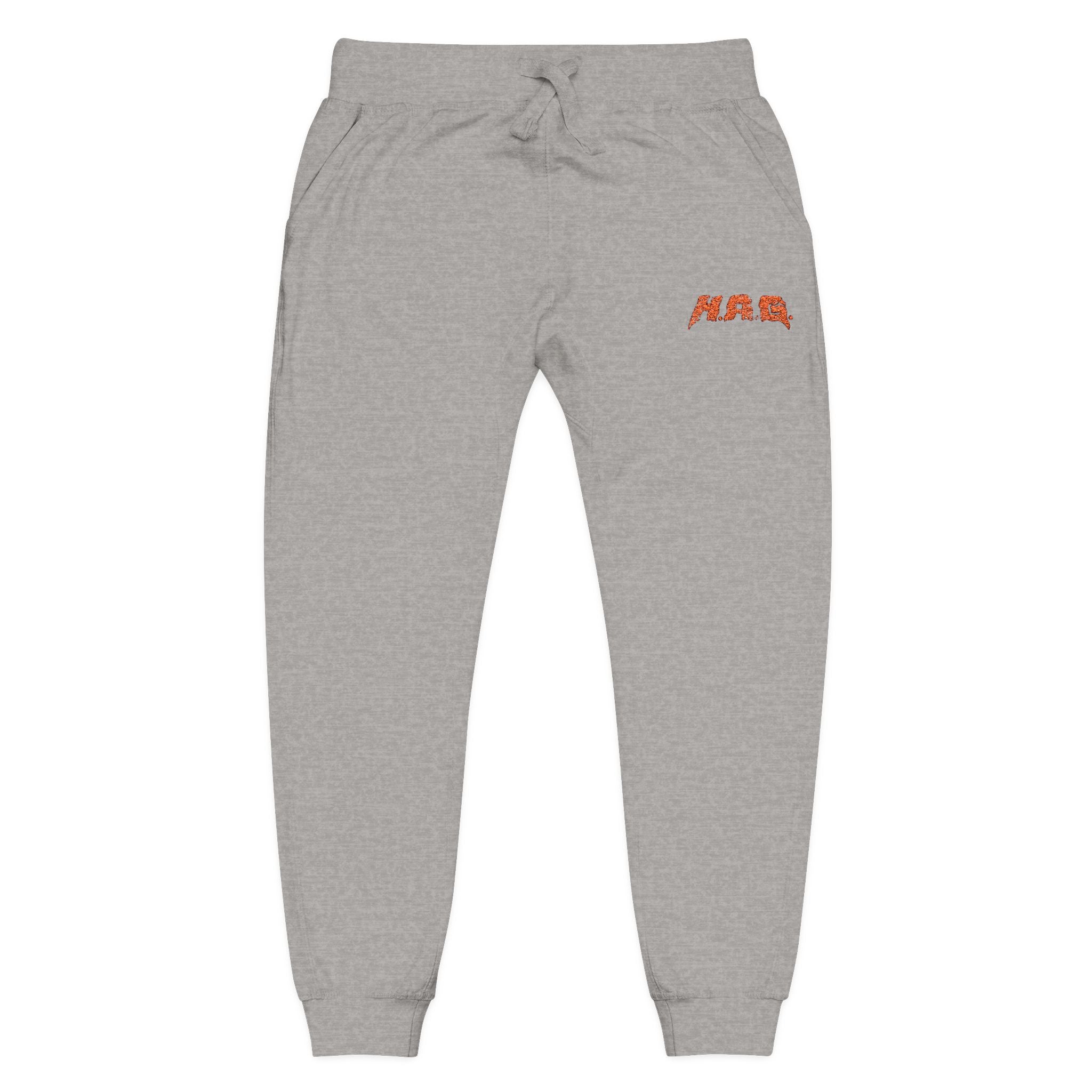 Embroidered  H.A.G. White Fleece Joggers
