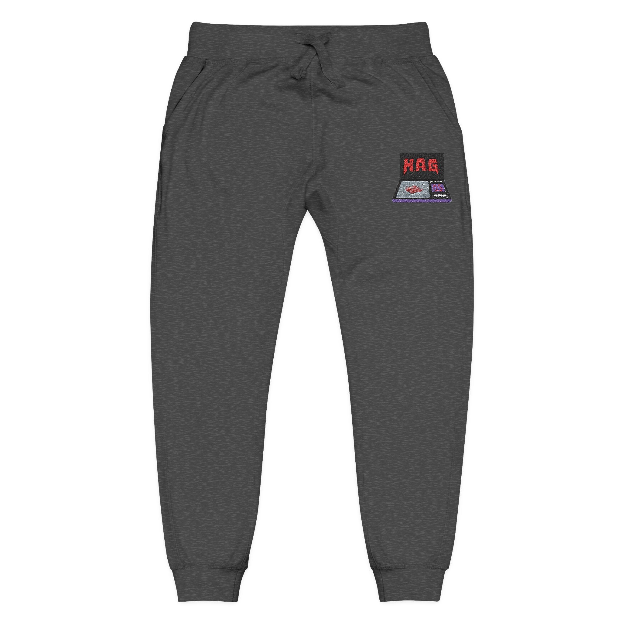 Embroidered  H.A.G. White Fleece Joggers